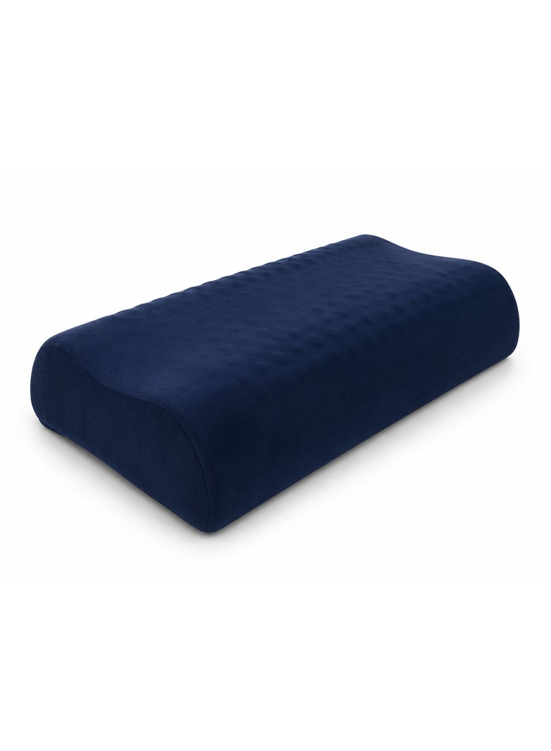 Memory Foam Bed Pillow with Ergonomic Contour Design, Textured Surface and Premium Velvet Cover for Comfortable Head and Neck Support All Night - Image 3
