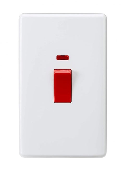 45A 7*14 White Wide Air Conditioner Switch, 250 V, 50/60 Hz; Geyser Water Heater, Refrigerator—Energy Efficient, Durable Design with Overload Protection, Easy Installation, & High Voltage Capacity