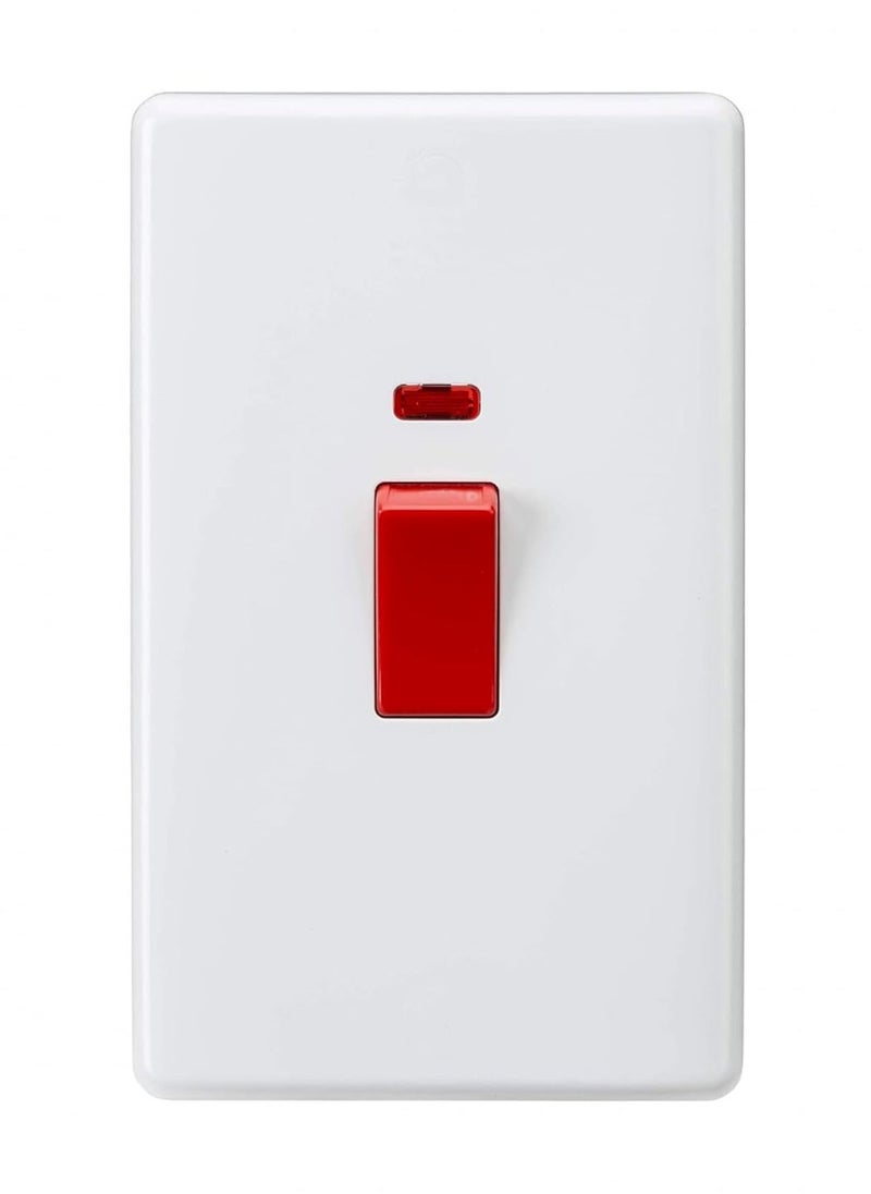 45A 7*14 White Wide Air Conditioner Switch, 250 V, 50/60 Hz; Geyser Water Heater, Refrigerator—Energy Efficient, Durable Design with Overload Protection, Easy Installation, & High Voltage Capacity