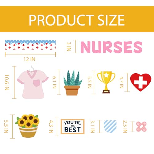 Joffetii 79Pcs School Nurse Bulletin Board Decorations Set Welcome Back to School Classroom Decorations Kit Nurse Appreciation Office Decor Medical RN Cutouts Healthcare Workers Decor for Chalkboard Wall Door - Image 2