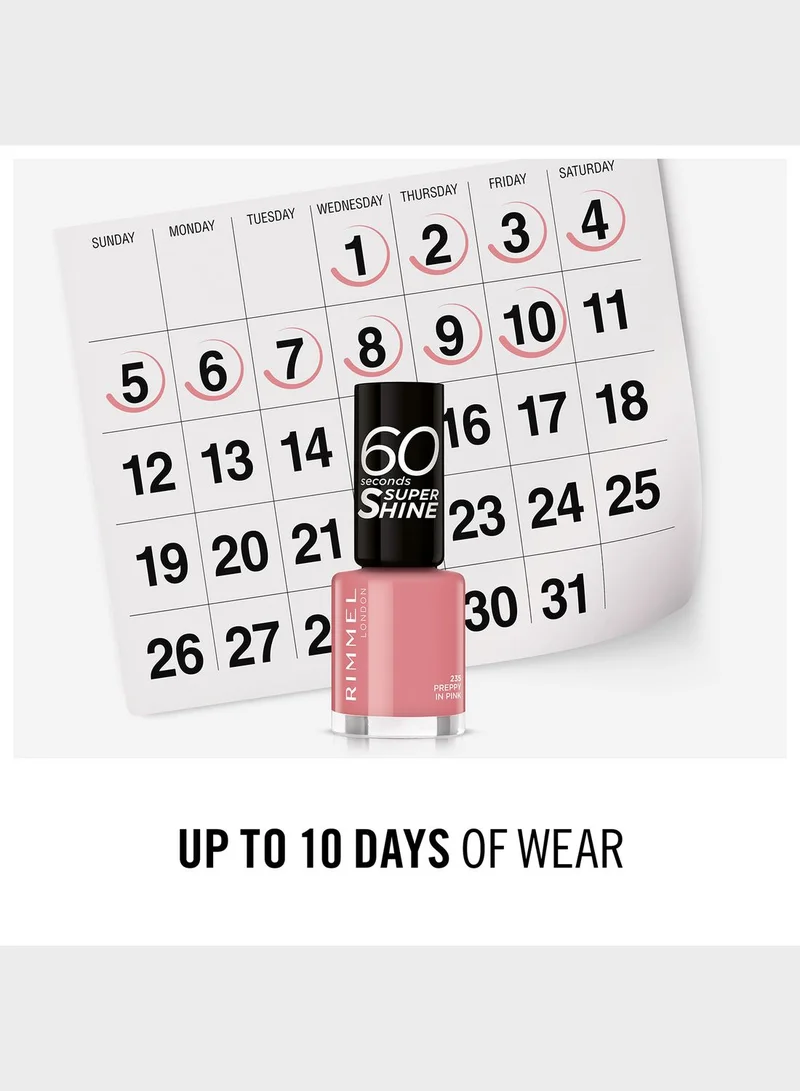 RIMMEL LONDON Rimmel 60 Seconds Super Shine Nail Polish – 235 – Preppy In Pink, 8ml