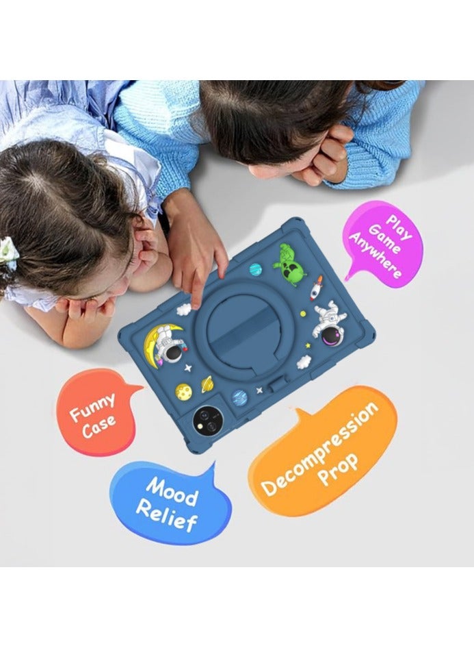 عام متوافق مع أغلفة Honor مقاس 10-12.1 بوصة - غلاف حماية متين من مادة EVA السيليكونية الآمن للأطفال، مقاوم للصدمات مع مقبض قابل للطي والدوران 360 درجة - Image 2