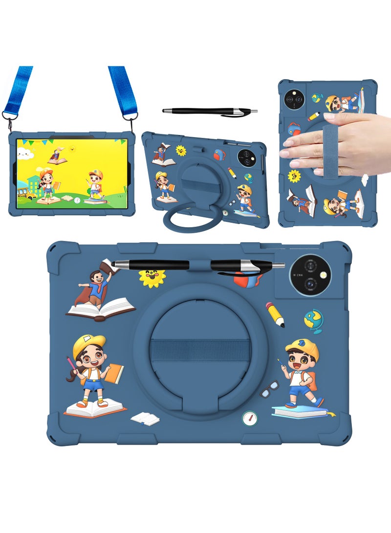 عام متوافق مع أغلفة Honor مقاس 10-12.1 بوصة - غلاف حماية متين من مادة EVA السيليكونية الآمن للأطفال، مقاوم للصدمات مع مقبض قابل للطي والدوران 360 درجة - Image 1