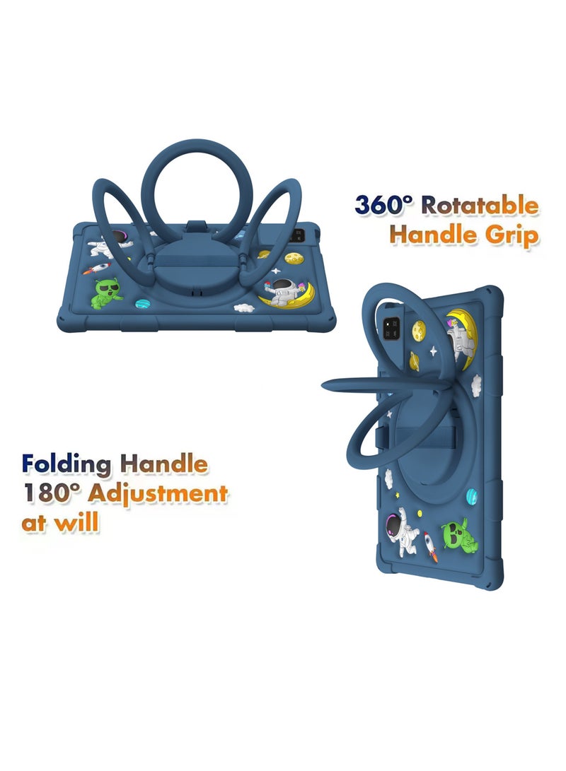 عام متوافق مع أغلفة Honor مقاس 10-12.1 بوصة - غلاف حماية متين من مادة EVA السيليكونية الآمن للأطفال، مقاوم للصدمات مع مقبض قابل للطي والدوران 360 درجة - Image 4