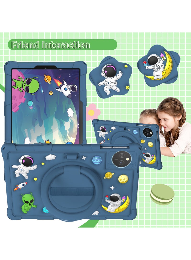 عام متوافق مع أغلفة Honor مقاس 10-12.1 بوصة - غلاف حماية متين من مادة EVA السيليكونية الآمن للأطفال، مقاوم للصدمات مع مقبض قابل للطي والدوران 360 درجة - Image 3