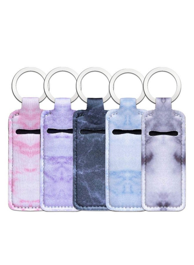 yuntop 5 Pieces Marble Chapstick Holder Keychain Clip-on Sleeve Chapstick Pouch Neoprene Keychains Lipstick Holder Elastic Lip Balm Holster Keychain Holder for Chapstick Tracker Safeguard Travel Accessories - Image 1