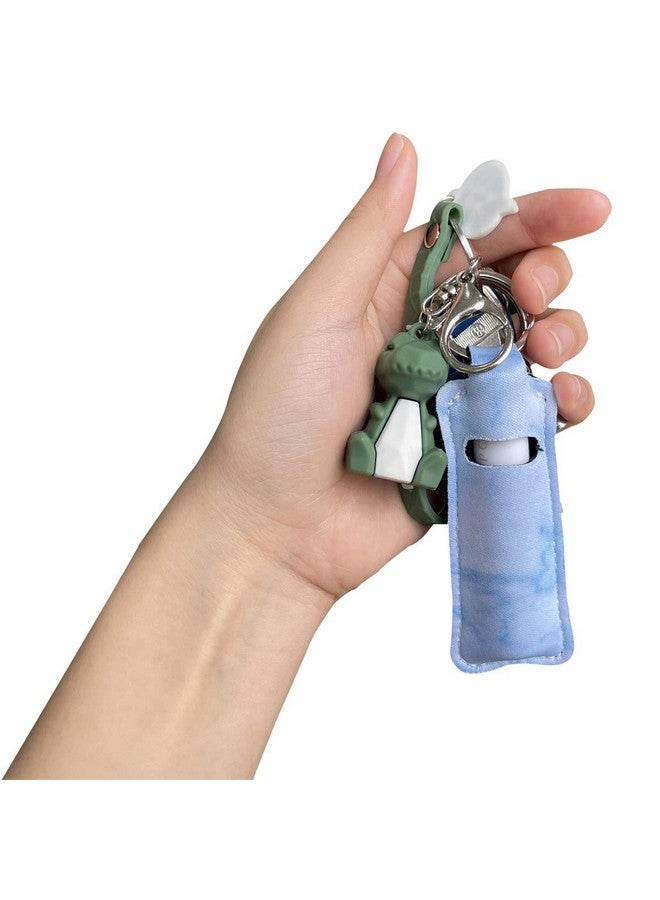 yuntop 5 Pieces Marble Chapstick Holder Keychain Clip-on Sleeve Chapstick Pouch Neoprene Keychains Lipstick Holder Elastic Lip Balm Holster Keychain Holder for Chapstick Tracker Safeguard Travel Accessories - Image 3