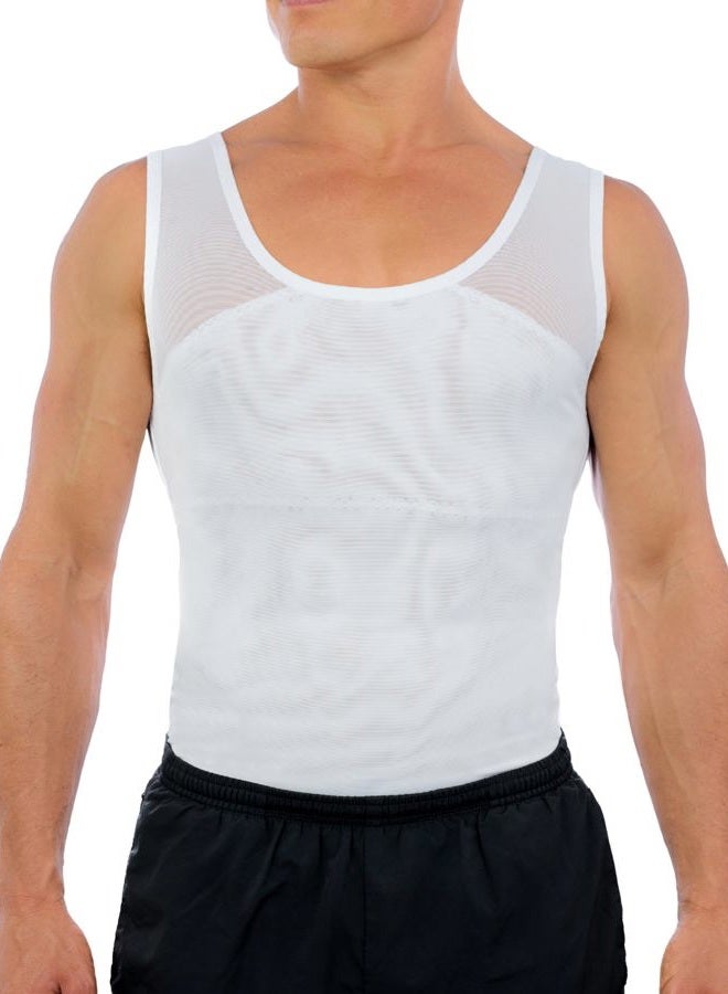 Esteem Apparel (X-Large, أبيض) - قميص ضغط أصلي للرجال من Esteem Apparel لإخفاء التثدي وشد الجسم - Image 1