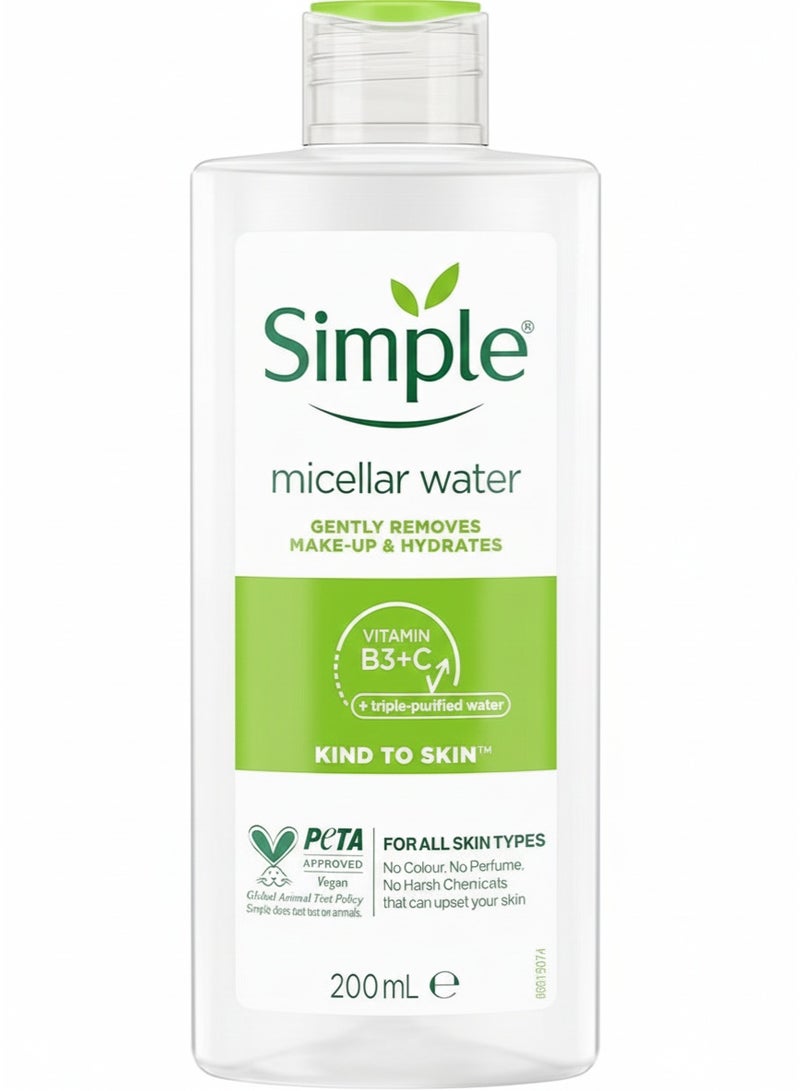 سمبل ماء ميسيلار – لطيف على البشرة بماء ثلاثي التنقية مع بروفيتامين B5 + B3 + C – 200 مل - Image 1