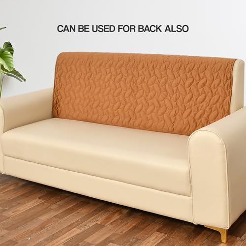 Yellow Weaves Quilted Velvet 2 Seater Sofa Cover Protector with Frill, Anti-Slip Sofa Cover Seat Mat (47 x 26 Inch), Golden Brown - Image 4