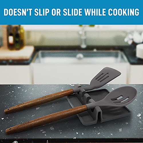 Zollyss 1pcs Silicone Utensil Rest with Drip Pad for Multiple Utensils, Heat-Resistant, BPA-Free Spoon Rest & Spoon Holder for Stove Top, Kitchen Utensil Holder for Spoons, Ladles, Tongs & More-Multi - Image 5