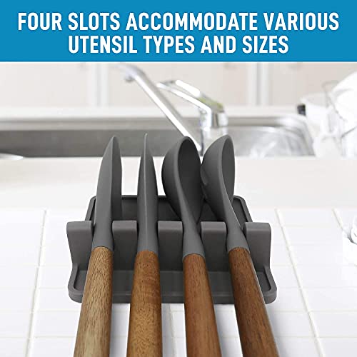 Zollyss 1pcs Silicone Utensil Rest with Drip Pad for Multiple Utensils, Heat-Resistant, BPA-Free Spoon Rest & Spoon Holder for Stove Top, Kitchen Utensil Holder for Spoons, Ladles, Tongs & More-Multi - Image 3