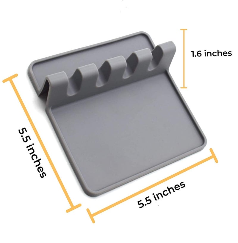 Zollyss 1pcs Silicone Utensil Rest with Drip Pad for Multiple Utensils, Heat-Resistant, BPA-Free Spoon Rest & Spoon Holder for Stove Top, Kitchen Utensil Holder for Spoons, Ladles, Tongs & More-Multi - Image 2