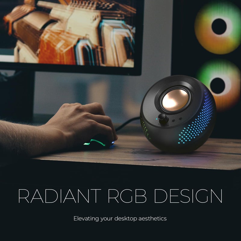 Creative مكبرات صوت كمبيوتر Creative Pebble X Plus 2.1 USB-C مع مضخم صوت وإضاءة RGB قابلة للتخصيص، بلوتوث 5.3، صوت USB، تصل إلى 15 واط RMS للكمبيوتر الشخصي وماك - Image 5