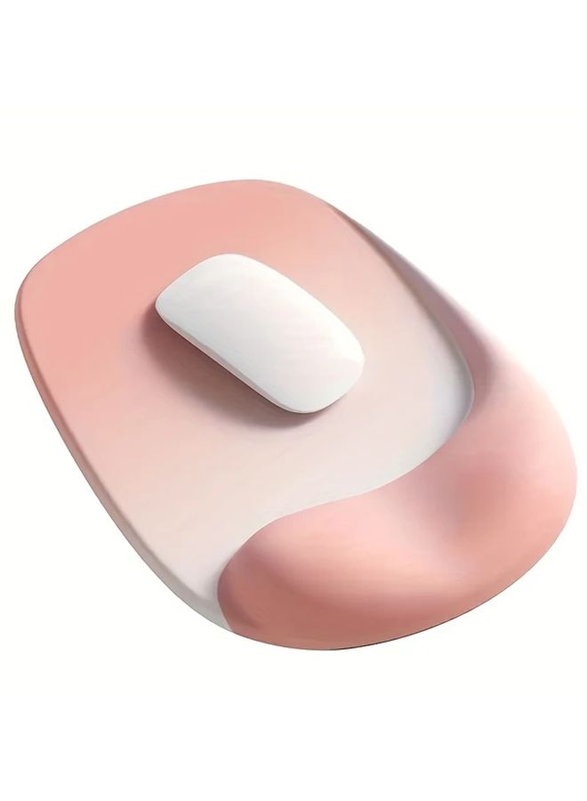 Pink Ergonomic Mouse Pad with Gel Wrist Support Premium Lycra Fabric Non Slip Rubber Base for Laptops Desktops Office and Gaming - Image 1