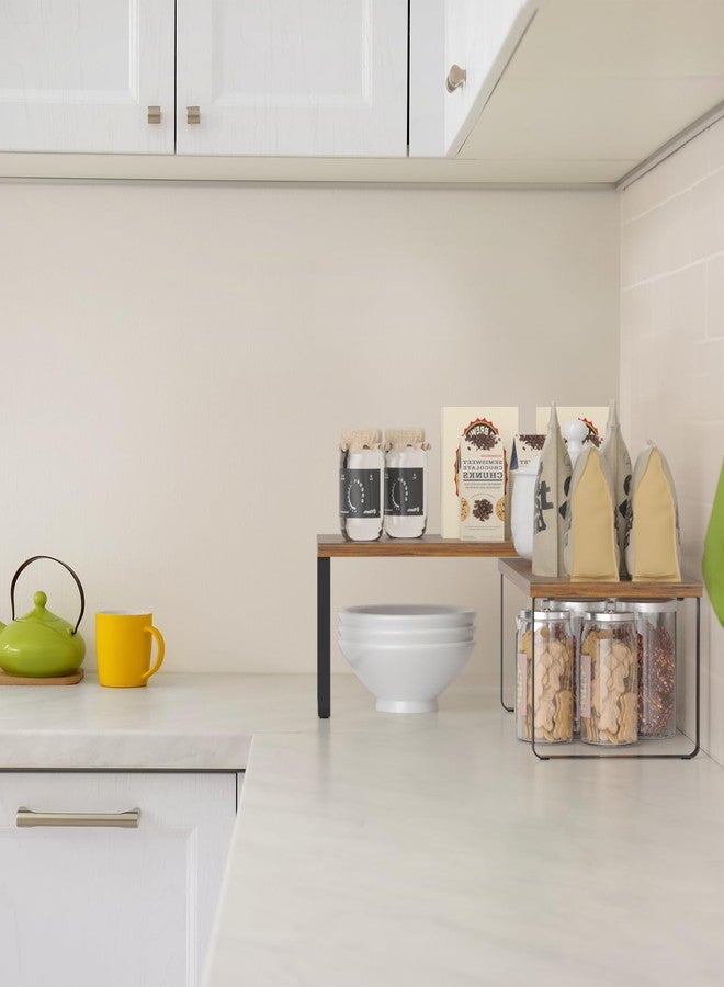 NEX Kitchen Cabinet and Counter Shelf Organizer, Stackable & Expandable, Brown - Image 5