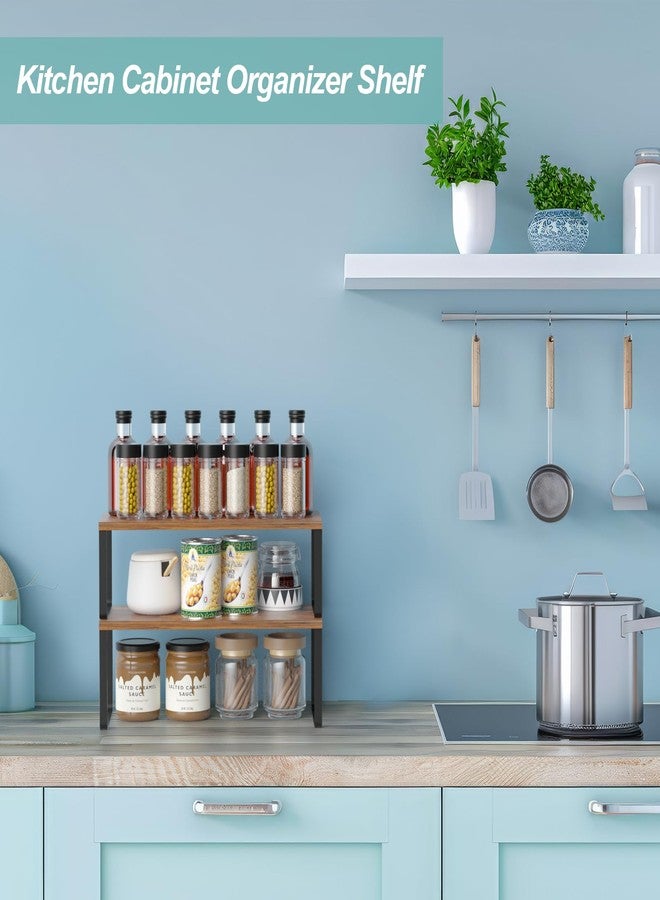 NEX Kitchen Cabinet and Counter Shelf Organizer, Stackable & Expandable, Brown - Image 4