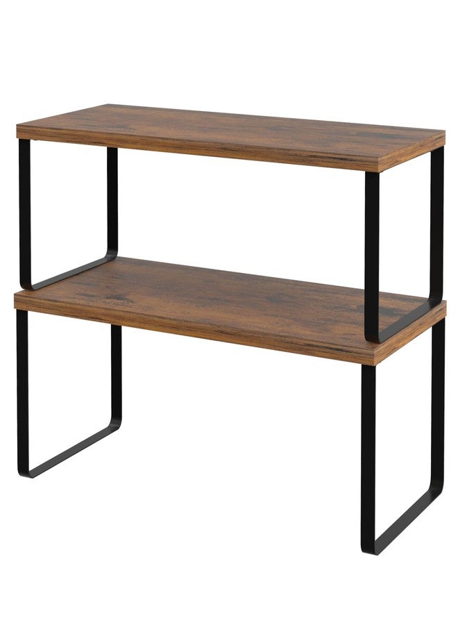 NEX Kitchen Cabinet and Counter Shelf Organizer, Stackable & Expandable, Brown - Image 1