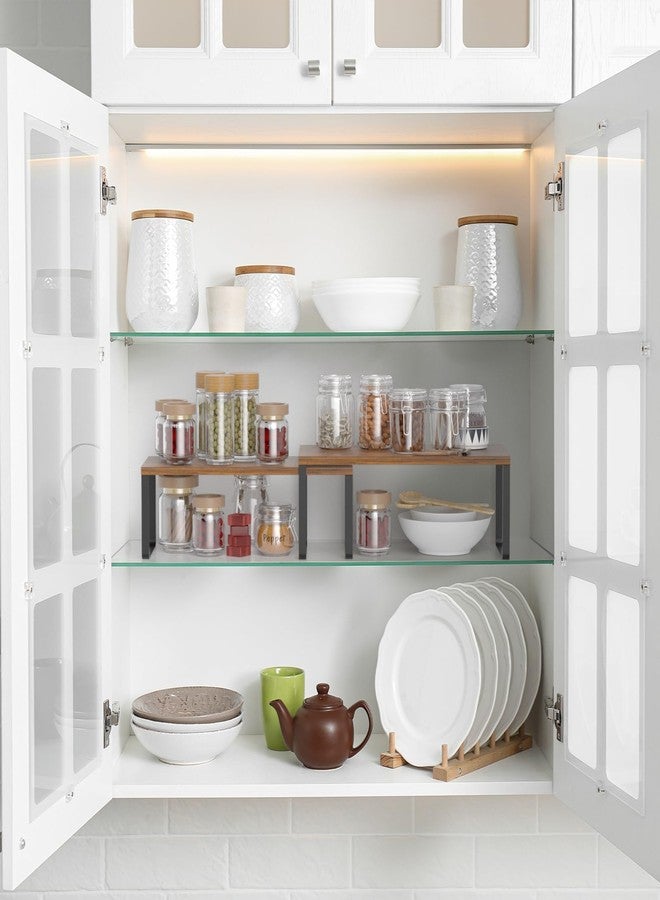 NEX Kitchen Cabinet and Counter Shelf Organizer, Stackable & Expandable, Brown - Image 2