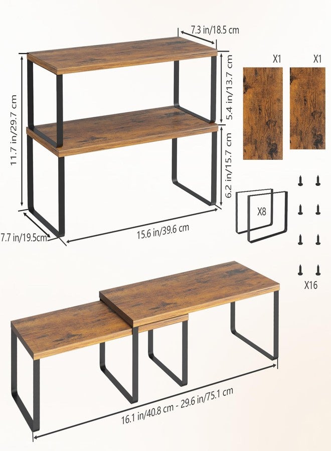 NEX Kitchen Cabinet and Counter Shelf Organizer, Stackable & Expandable, Brown - Image 3