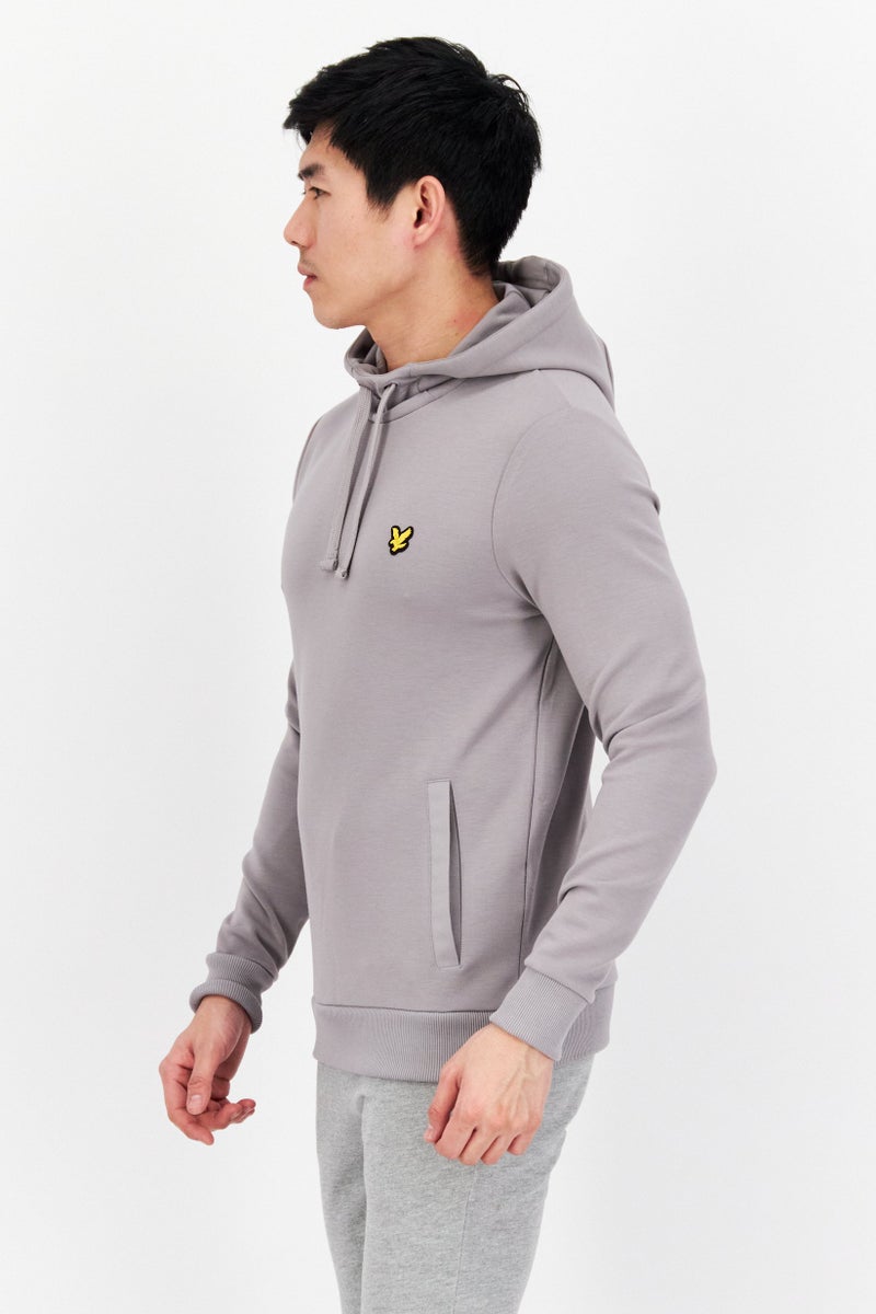 Lyle & Scott Men Long Sleeve Brand Logo Hoodie, Blush Grey Marl - Image 3