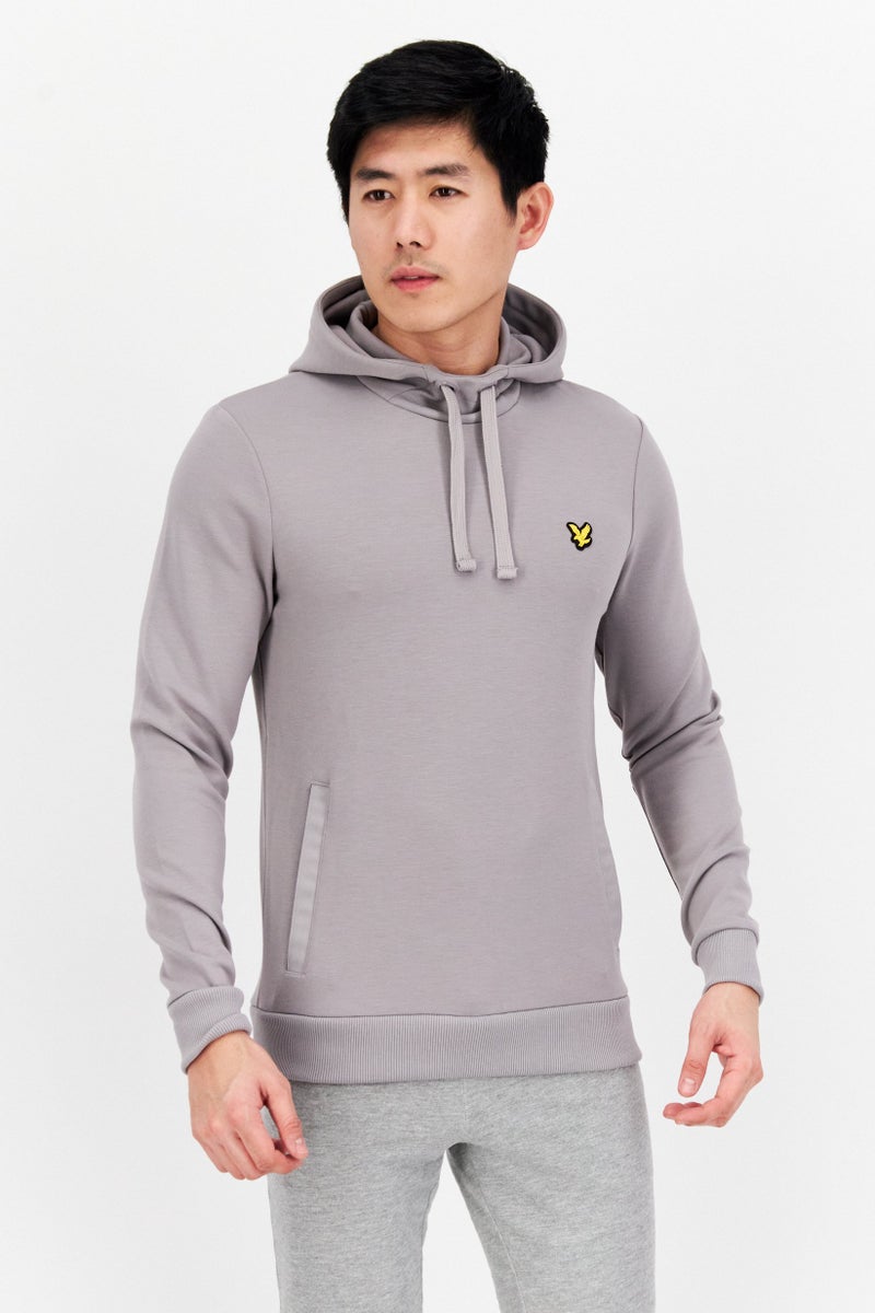 Lyle & Scott Men Long Sleeve Brand Logo Hoodie, Blush Grey Marl - Image 1