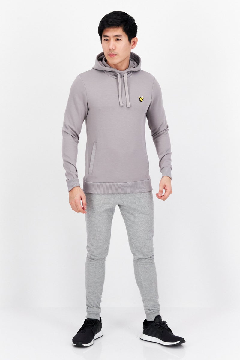 Lyle & Scott Men Long Sleeve Brand Logo Hoodie, Blush Grey Marl - Image 4