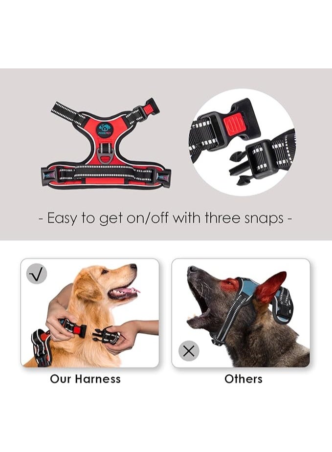 PHOEPET no pull dog harness medium reflective front clip adjustable with handle - Image 2