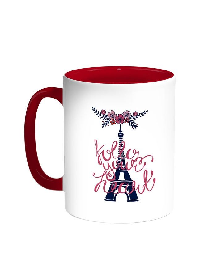 RKN Romantic Printed Coffee Mug Red/White 11ounce - Image 1