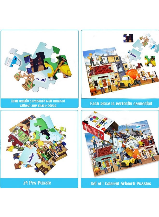 فنبلاست ألغاز الصور المقطوعة من فن بلاست للأطفال، ألغاز بناء، ألغاز أرضية، ألعاب ألغاز تعليمية، 24 قطعة (متعددة الألوان) (المجموعة ج) - Image 3