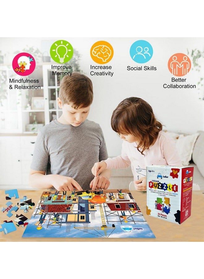 فنبلاست ألغاز الصور المقطوعة من فن بلاست للأطفال، ألغاز بناء، ألغاز أرضية، ألعاب ألغاز تعليمية، 24 قطعة (متعددة الألوان) (المجموعة ج) - Image 4