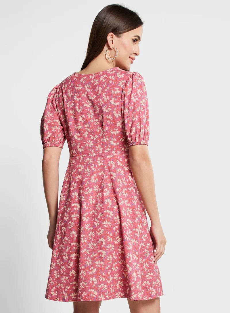 Fabindia Printed Puff Sleeve Dress