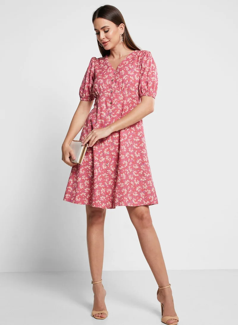 Fabindia Printed Puff Sleeve Dress
