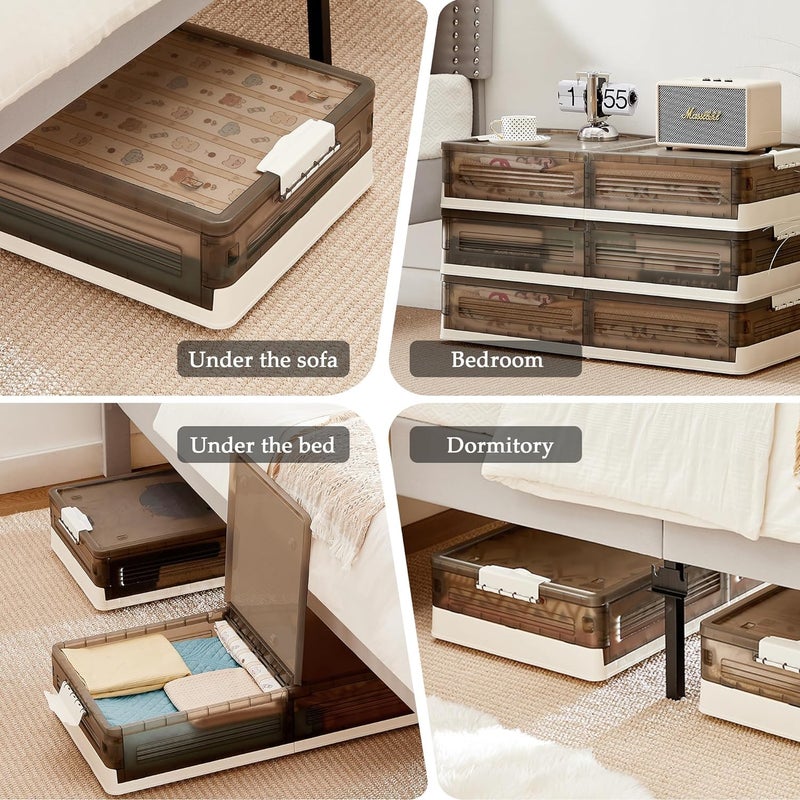 HOME CUBE 1 Pc Plastic Under Bed Storage Organizer With Wheels Rolling Under Bed Storage Folding Stackable Box storage stacker for wardrobe For ClothesShoeBlanketsToysBeddingBooks - Image 2