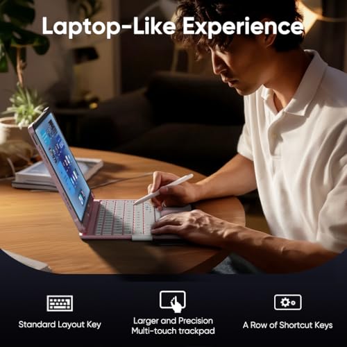 doqo for iPad Air 11 and iPad Pro 11 case with Keyboard,360° Rotatable Keyboard case for iPad Air 11 M3 2025/M2 2024,air 5th,4th 10.9,iPad Pro 11(4th,3rd,2nd,1st Gen) with Multi-Touch Trackpad (Pink) - Image 5