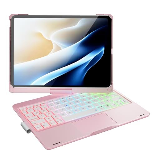 doqo for iPad Air 11 and iPad Pro 11 case with Keyboard,360° Rotatable Keyboard case for iPad Air 11 M3 2025/M2 2024,air 5th,4th 10.9,iPad Pro 11(4th,3rd,2nd,1st Gen) with Multi-Touch Trackpad (Pink) - Image 1