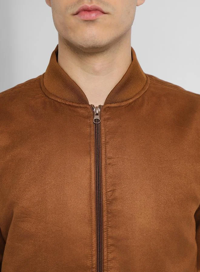 Dennis Lingo Regular Fit Suede Look Bomber Jacket by Styli