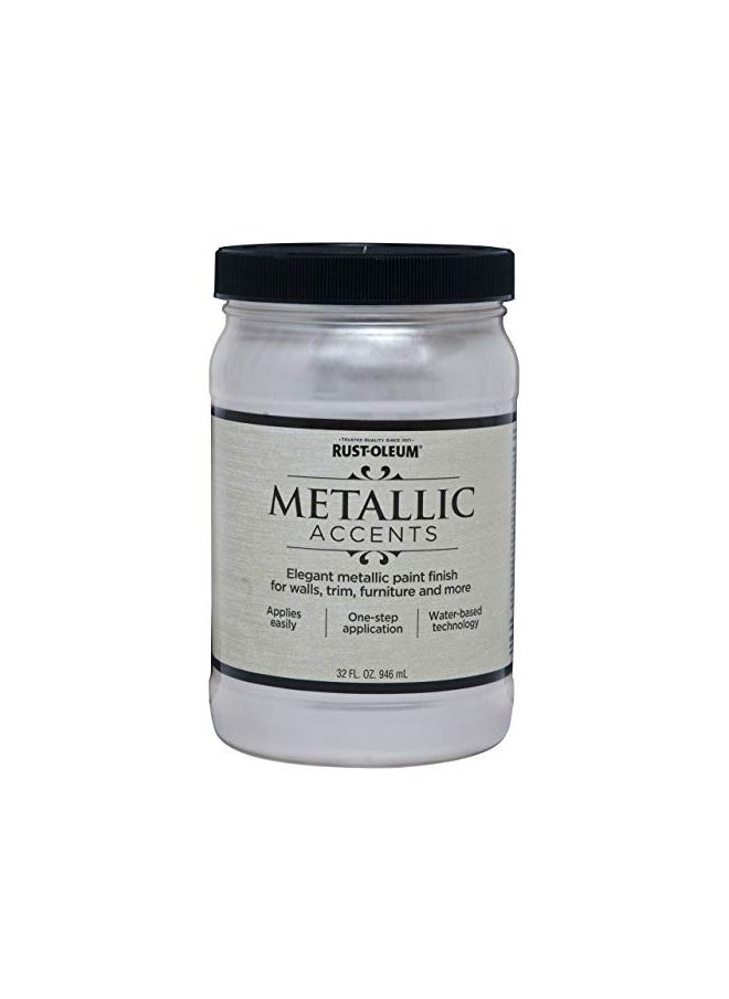 RUST-OLEUM Rust-Oleum 253610 Metallic Accents Paint, Quart, Sea Shell, 32 Fl Oz (Pack of 1)  - Image 1