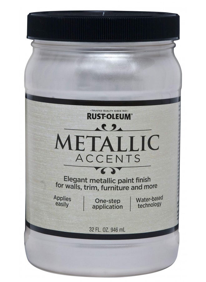 RUST-OLEUM Rust-Oleum 253610 Metallic Accents Paint, Quart, Sea Shell, 32 Fl Oz (Pack of 1)  - Image 2
