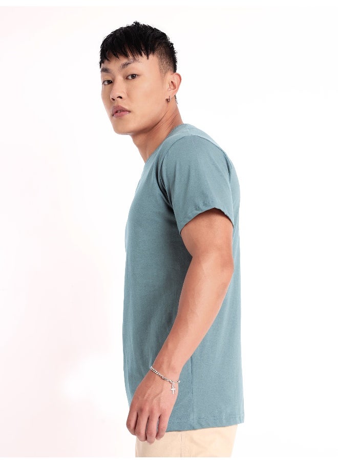 Beyoung Dream Blue Plain T-shirt For Men  - Image 1