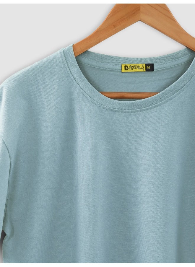 Beyoung Dream Blue Plain T-shirt For Men  - Image 3