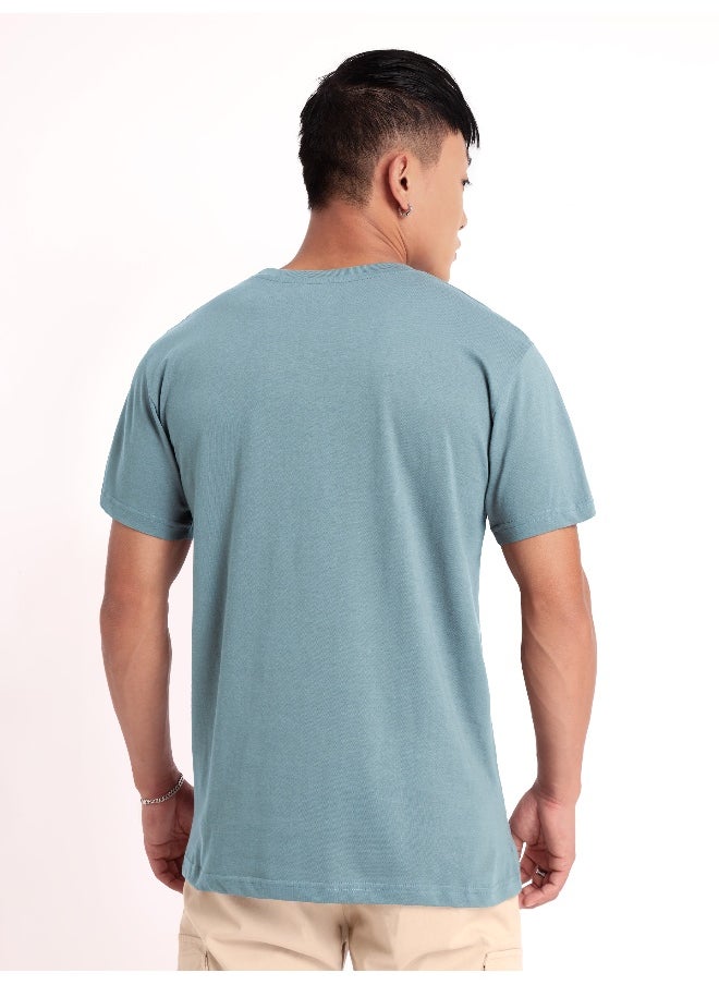Beyoung Dream Blue Plain T-shirt For Men  - Image 2
