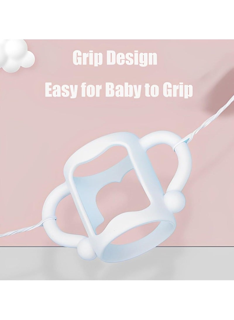 4 Pack Bottle Handles Narrow Baby Bottles BPA Free Baby Bottle Holder with Easy Grip Handles to Hold Their Own Bottle Silicone Hands Free Bottle Feeder