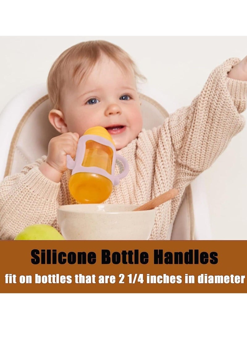 4 Pack Bottle Handles Narrow Baby Bottles BPA Free Baby Bottle Holder with Easy Grip Handles to Hold Their Own Bottle Silicone Hands Free Bottle Feeder