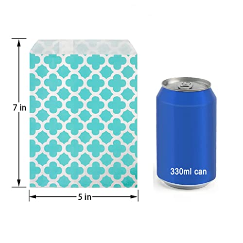 KEYYOOMY 200 Pcs Teal Blue Candy Buffet Bags - Small Polka Dot Paper Treat Bags for Wedding & Birthday Party (5 x 7 inch) - Image 2