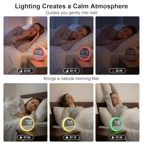 OCEST Sunrise Alarm Clock and Sound Machine Nightlight Adjustable Brightness, Rechargeable Wake Up Light Digital, Sleep Timer, Sleep Sounds, White Noise for Baby Kids Adults, Nature Soft Light for Bedroom - Image 4