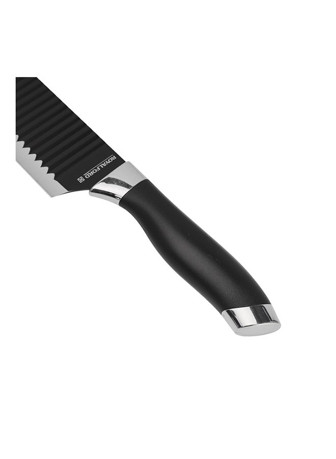Royalford 5pcs Kitchen Knife Set with Non-stick Coating, RF10461 | Knife Set, Peeler & Finger Guard Black - Image 3