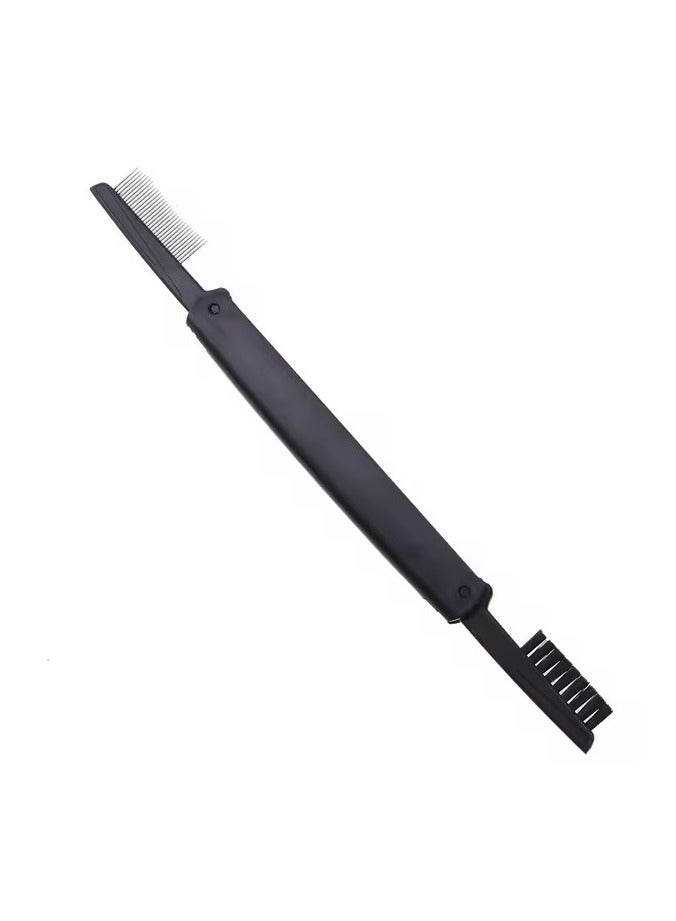 Goolsky فرشاة حواجب من الفولاذ المقاوم للصدأ الأسود ومشط رموش أدوات تجميل لتمديد الرموش - Image 2