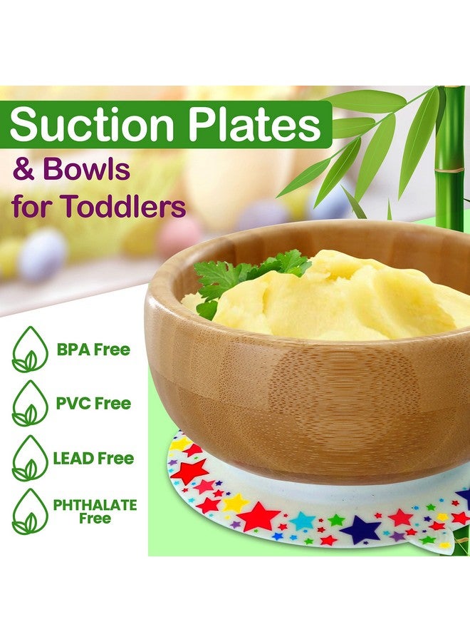 نيوتري شيف وعاء طعام للأطفال من الخيزران من نيوتري شيف - طقم أطباق وملاعق خشبية للأطفال الرضع بقاعدة شفط من السيليكون للحفاظ على الطعام في مكانه، مناسب للأطفال من عمر 4 إلى 72 شهرًا (وعاء على شكل نجمة) - Image 2