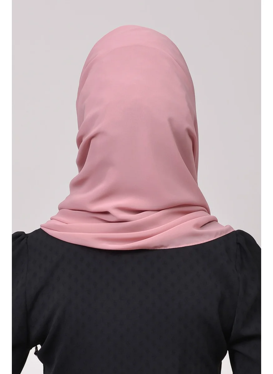 التوبة Ribbed Beaded Pleated Practical Chiffon Hijab Shawl-Light Pink